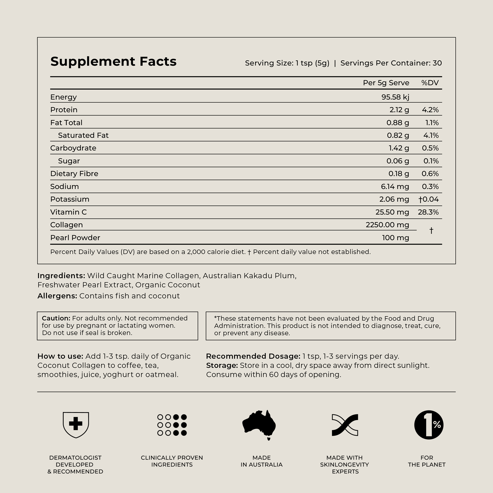 Marine Collagen SuperPowder (Organic Coconut)