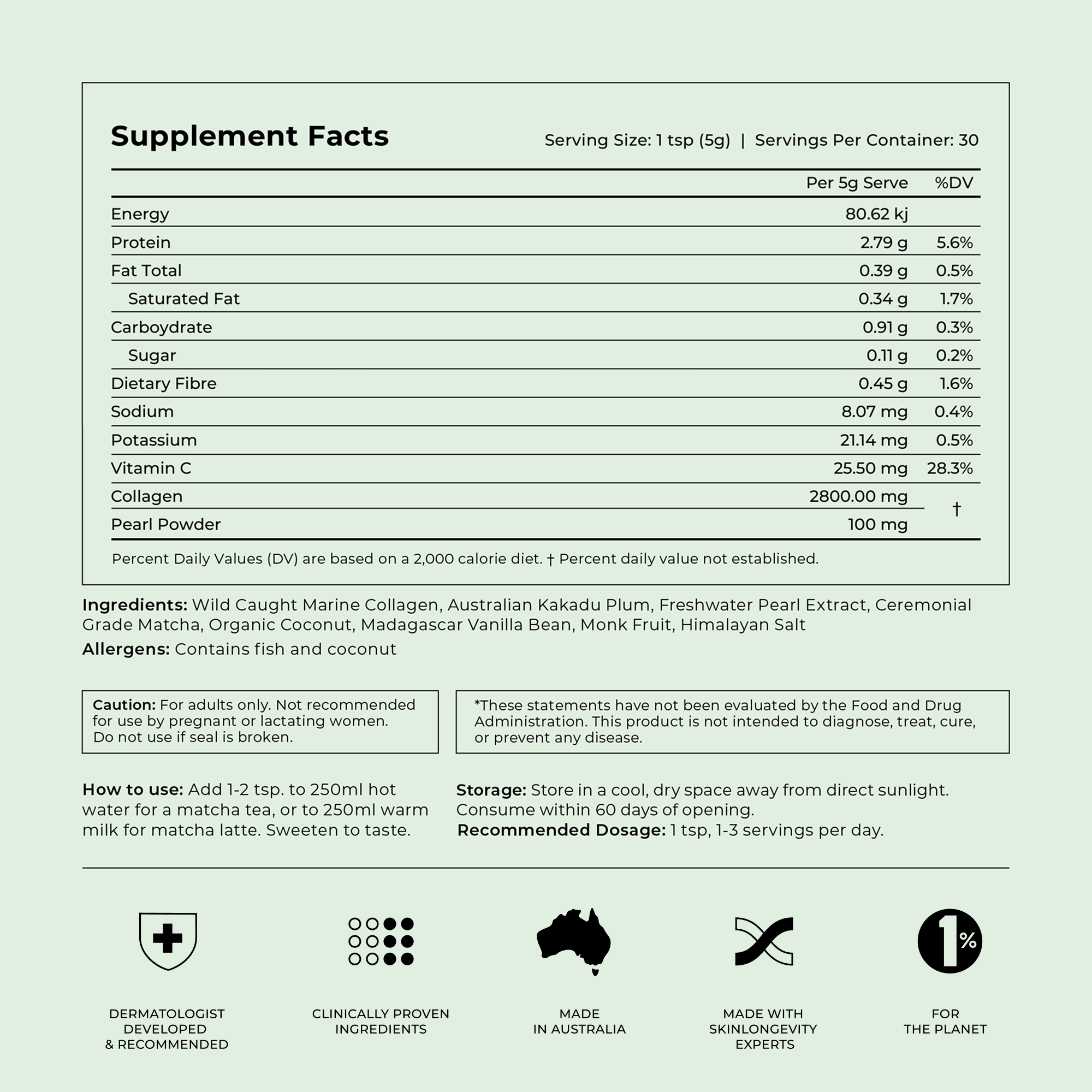 Marine Collagen SuperPowder (Ceremonial Grade Matcha)