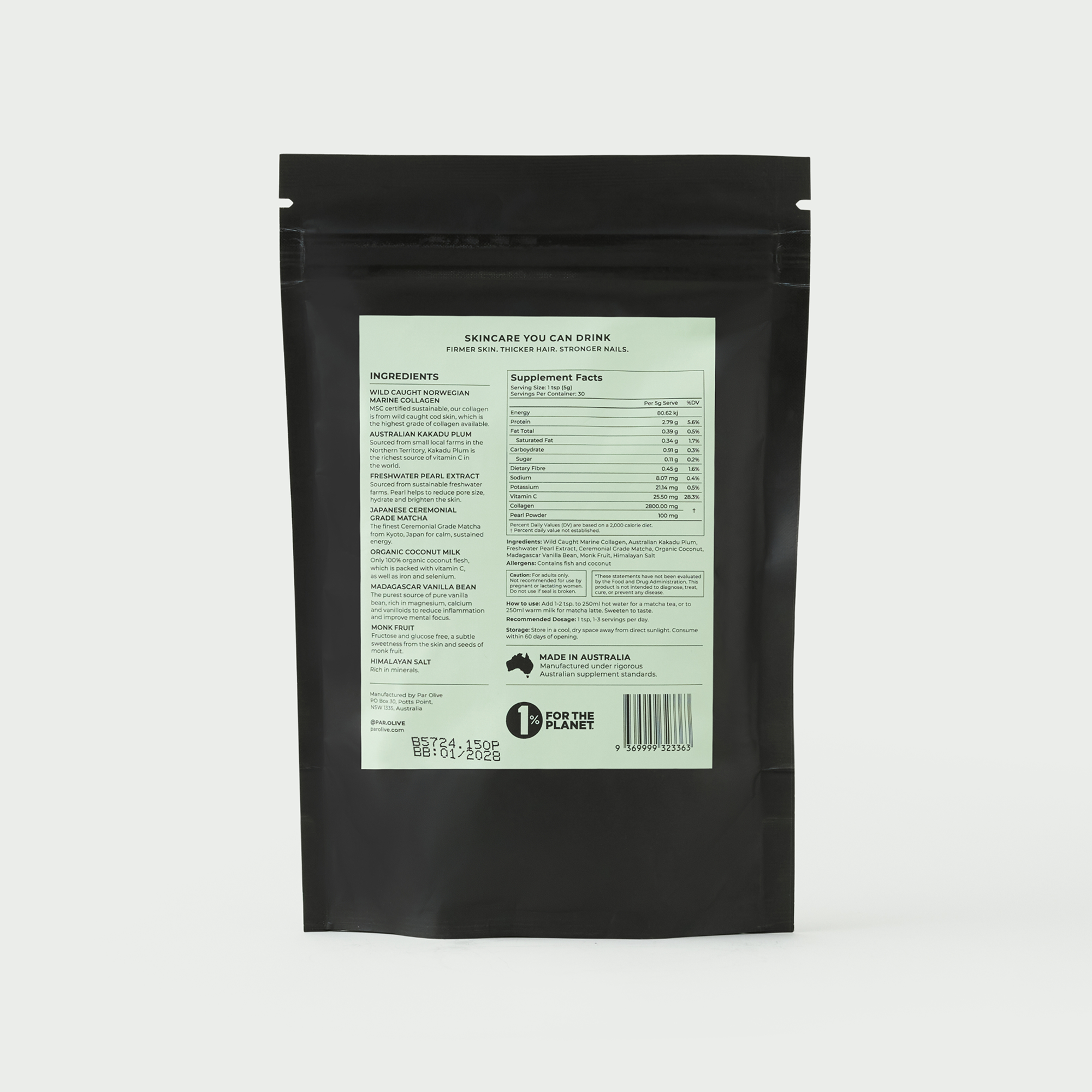 Marine Collagen Superpowder (Ceremonial Grade Matcha) Refill Pouch